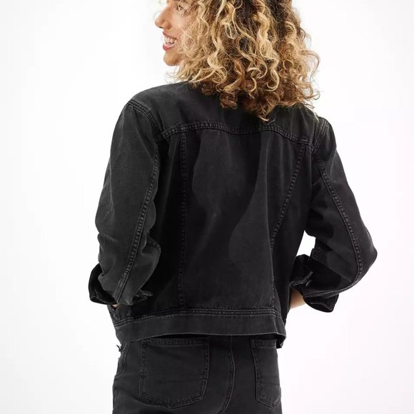 AE Black Denim Jacket Black - Picture 3 of 5
